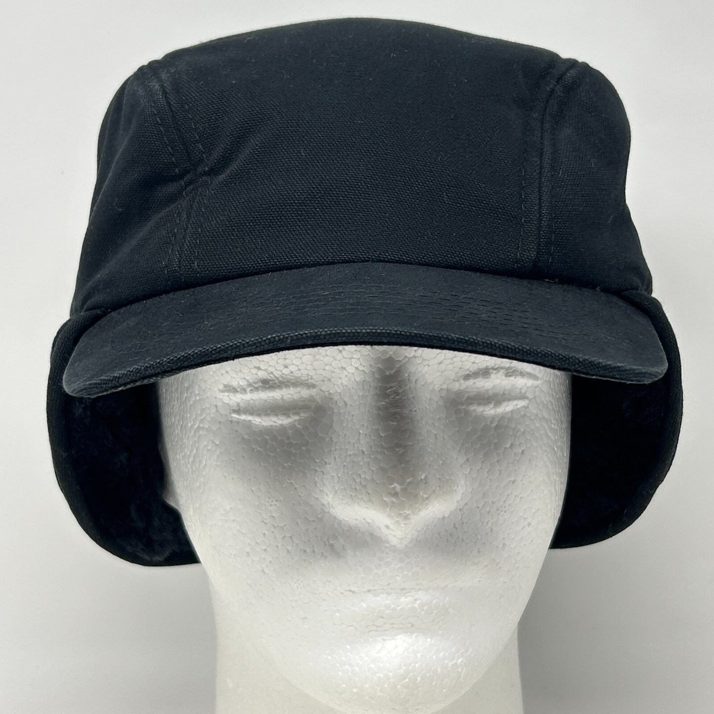 Broner Duck Work Cap Winter Hat Canvas Faux Fur Ear Flap Hunter Black M Medium