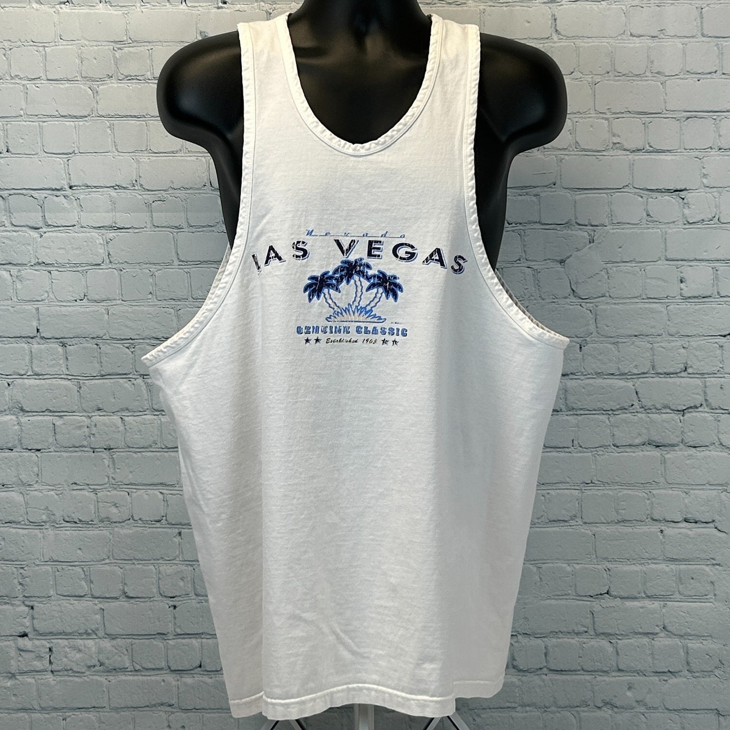 Vintage 90s Las Vegas Tank Top Shirt Casino Gambling Gambler White XL X-Large