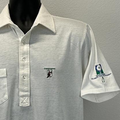 Vintage 80s Gleneagles CC Country Club Polo Shirt Plano Texas Golf White L Large