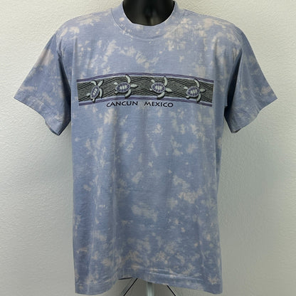 Vintage 90s Cancun Mexico Sea Turtles T Shirt Travel Tourist Blue Tee M Medium