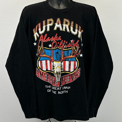 Kuparuk River Alaska Oilfield T Shirt Long Sleeve Made In USA Black XL X-Large