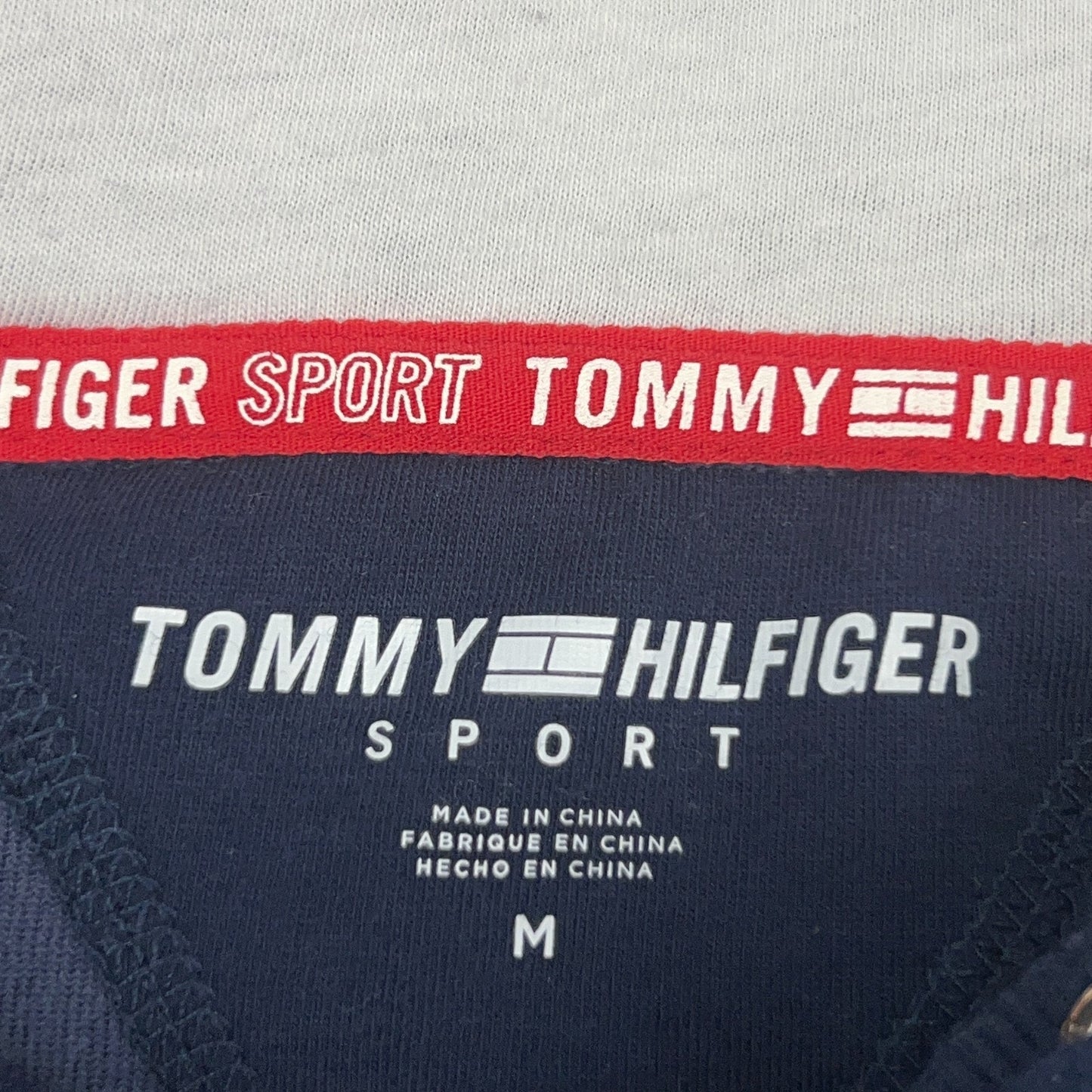Tommy Hilfiger Sport Velour Hoodie Womens M Medium Blue Red White Hooded Velvet
