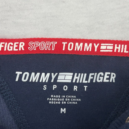 Tommy Hilfiger Sport Velour Hoodie Womens M Medium Blue Red White Hooded Velvet