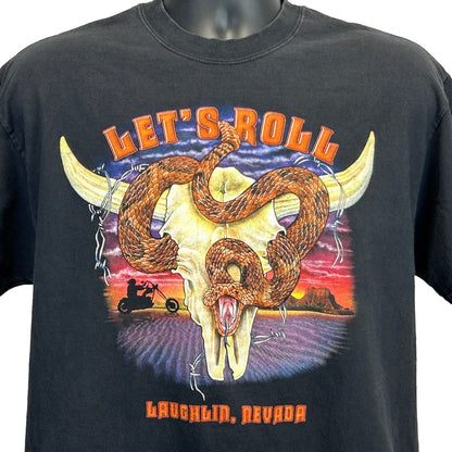 Laughlin 摩托车拉力赛复古 Y2Ks T 恤中号 Biker Nevada 男式黑色