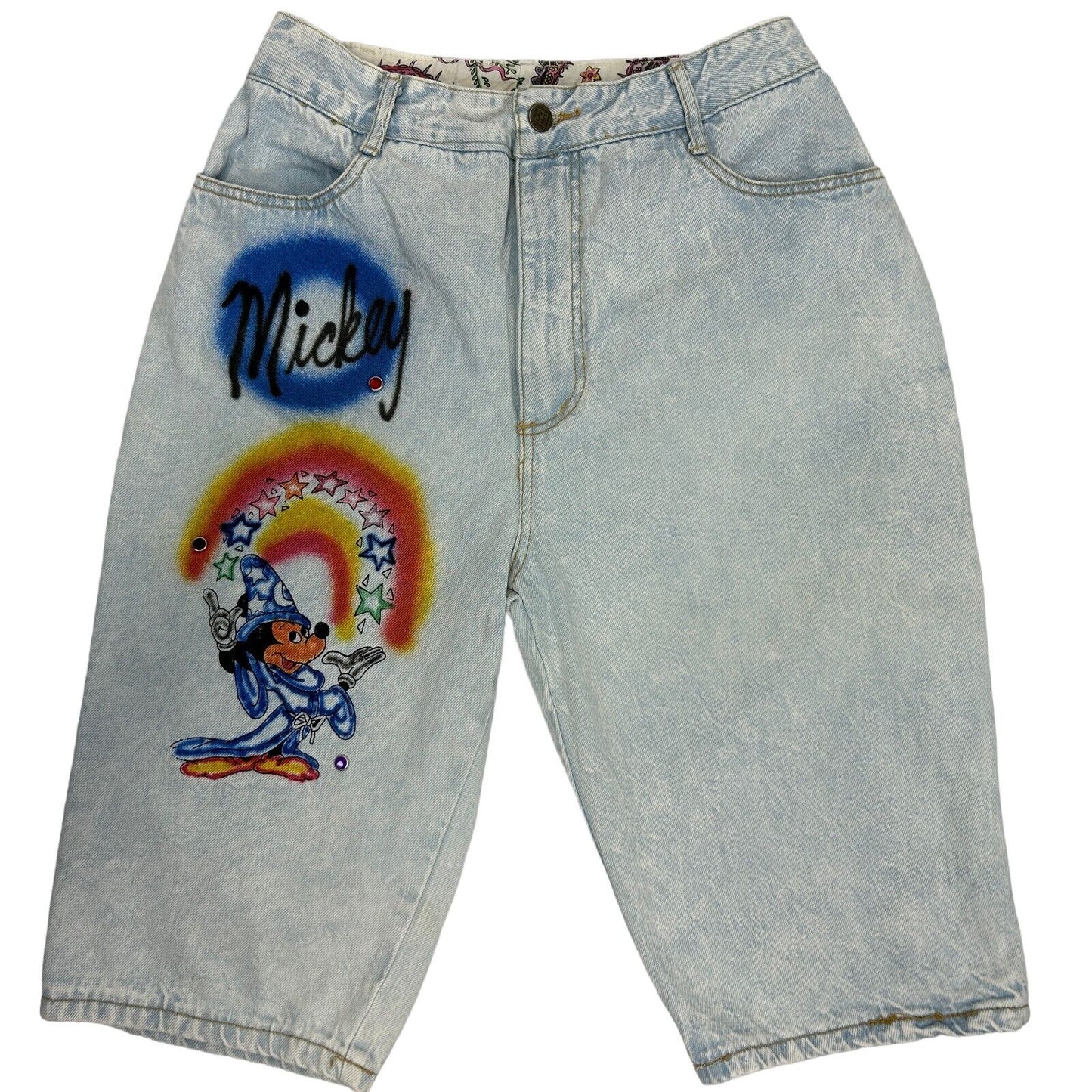 Mickey Mouse Jakko Vintage 80s Womens Denim Jean Shorts Jorts Airbrushed 27