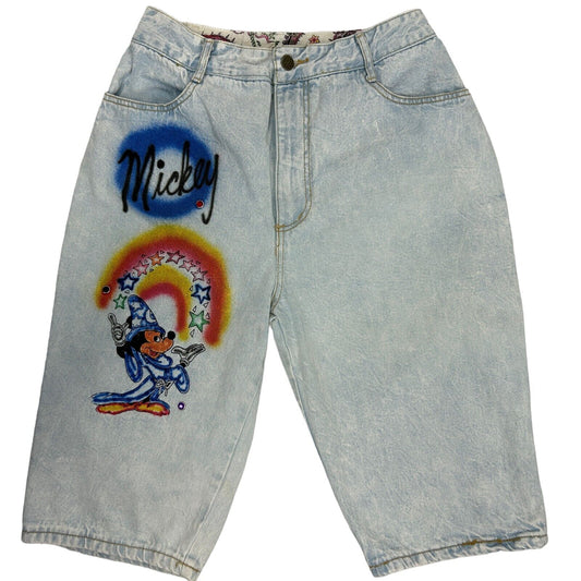 Mickey Mouse Jakko Vintage 80s Mujer Denim Jean Shorts Jorts Aerógrafo 27