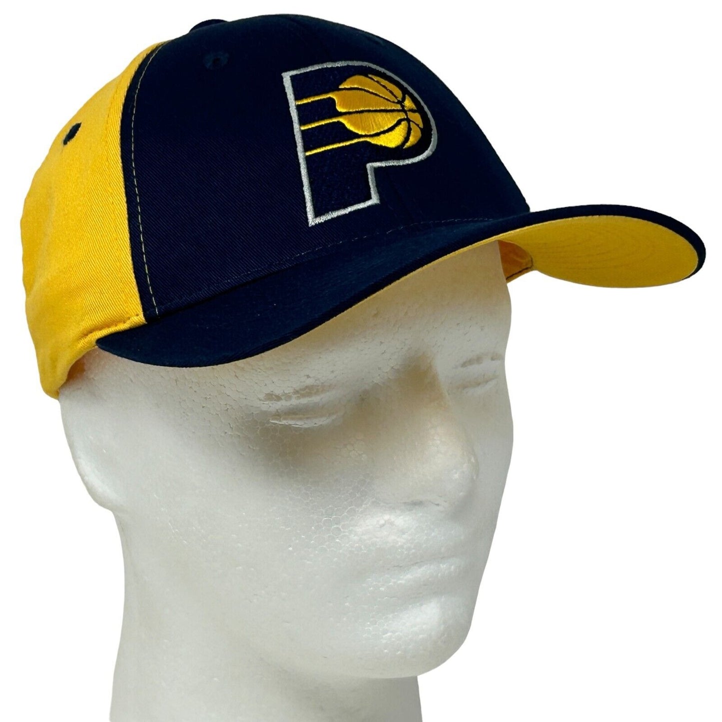 Gorra de béisbol Lucas Oil de los Indiana Pacers, color amarillo y azul, con correa trasera de baloncesto de la NBA