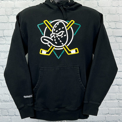 Anaheim Mighty Ducks Hoodie Hooded Sweatshirt Mitchell & Ness NHL Black M Medium