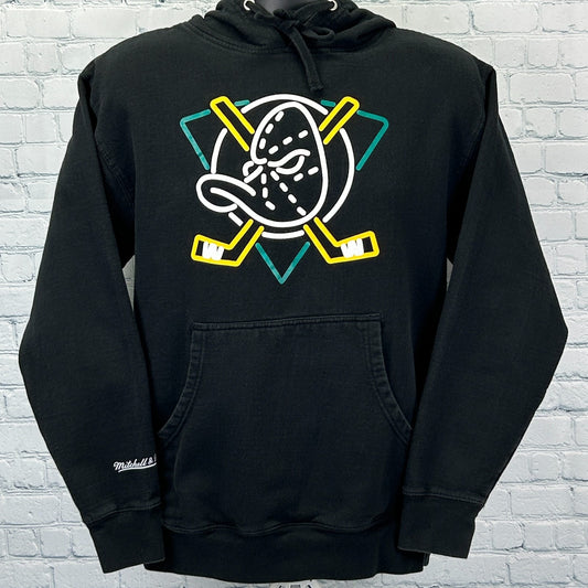 Anaheim Mighty Ducks Hoodie Hooded Sweatshirt Mitchell & Ness NHL Black M Medium