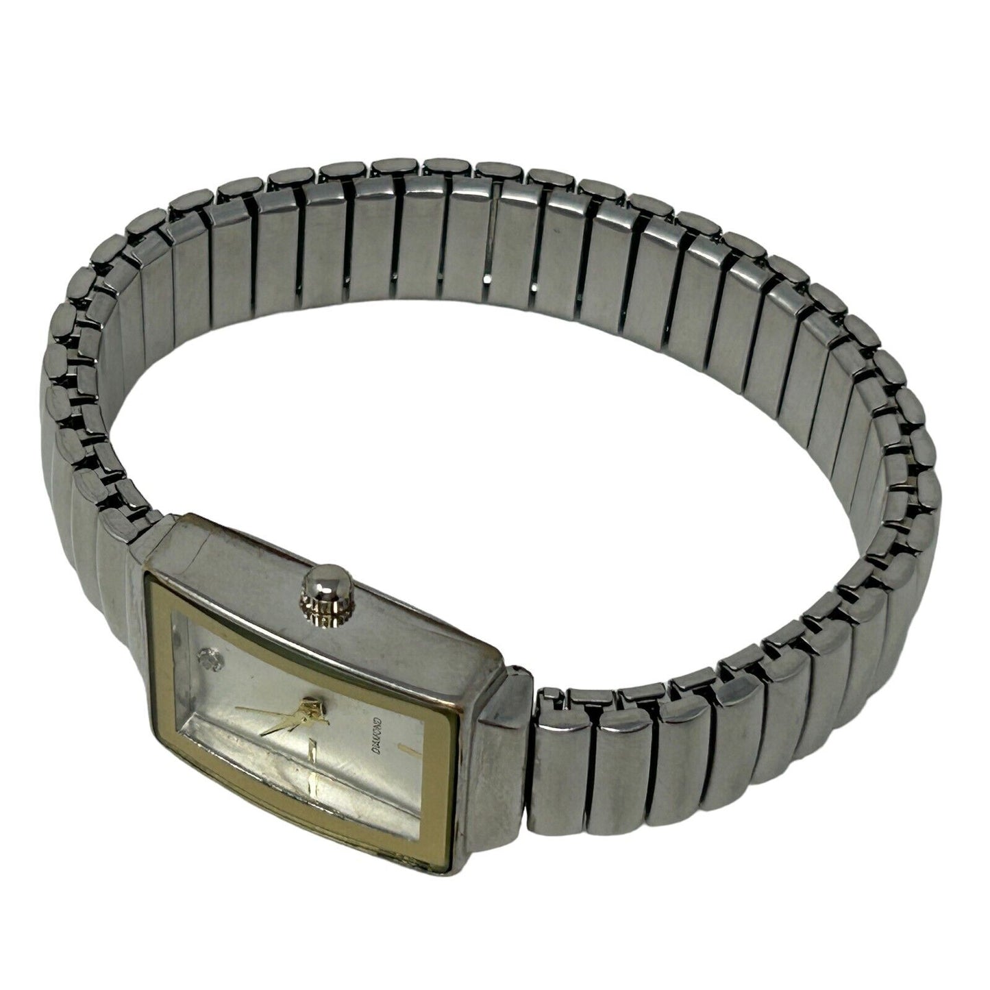 Diamond Brand Womens Wristwatch Silver Bracelet Band Analog 12 Hour Dial