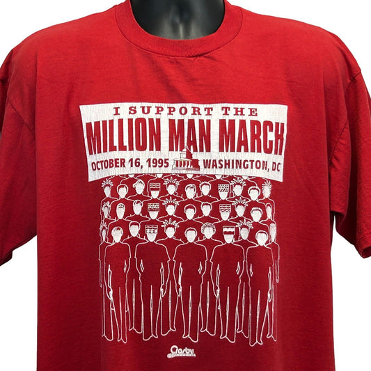 Million Man March Vintage 90s T Shirt X-Large African American USA Made Mens Red