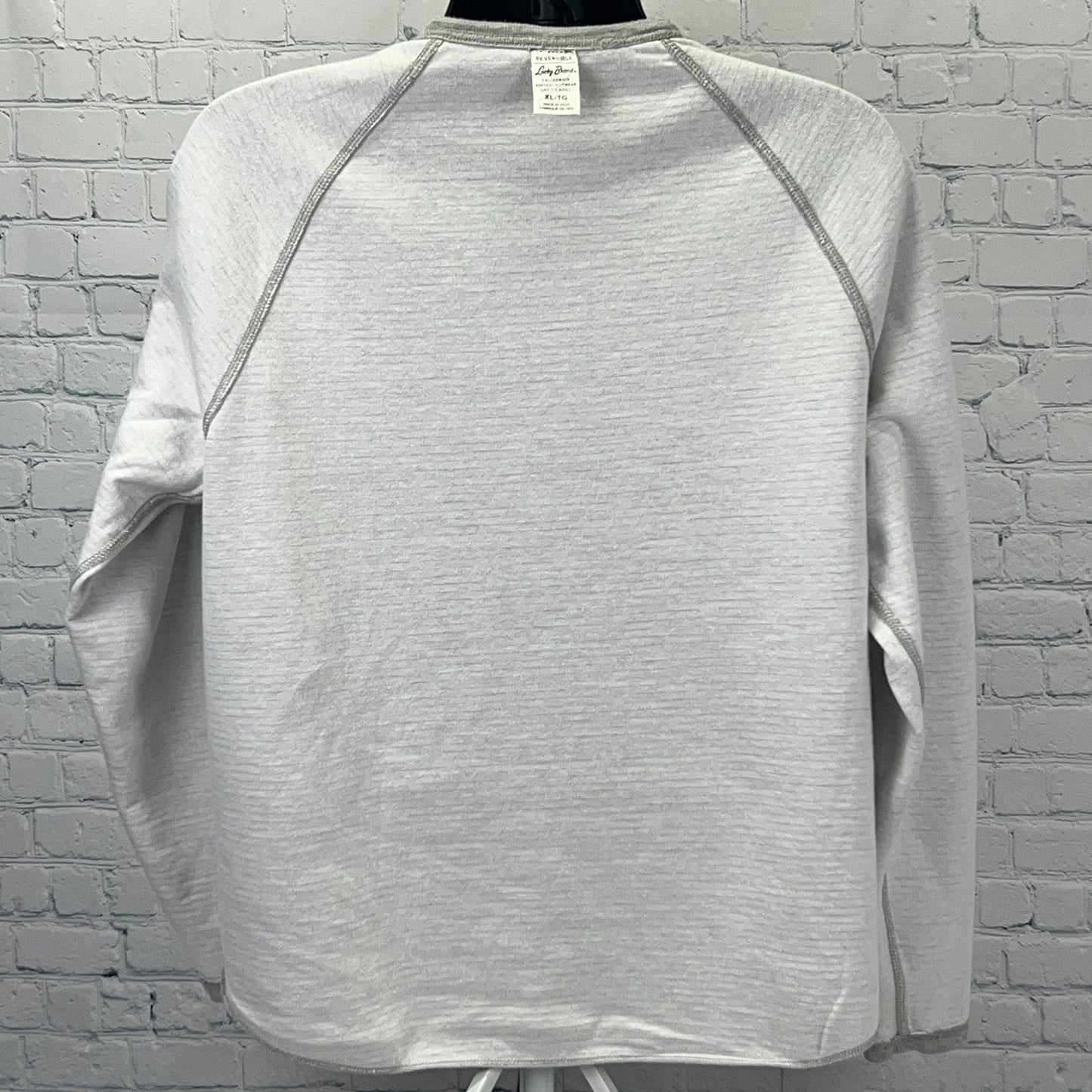 Lucky Brand Gray Label Reversible T Shirt XL X-Large White Gray Long Sleeve