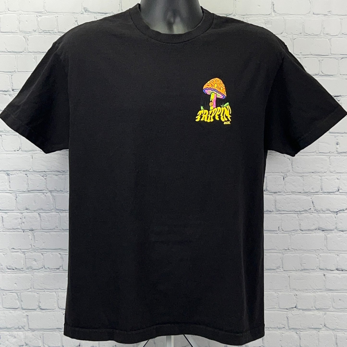 DGK Trippin T Shirt L Large Black Psychedelic Magic Mushrooms Shrooms Skater Tee