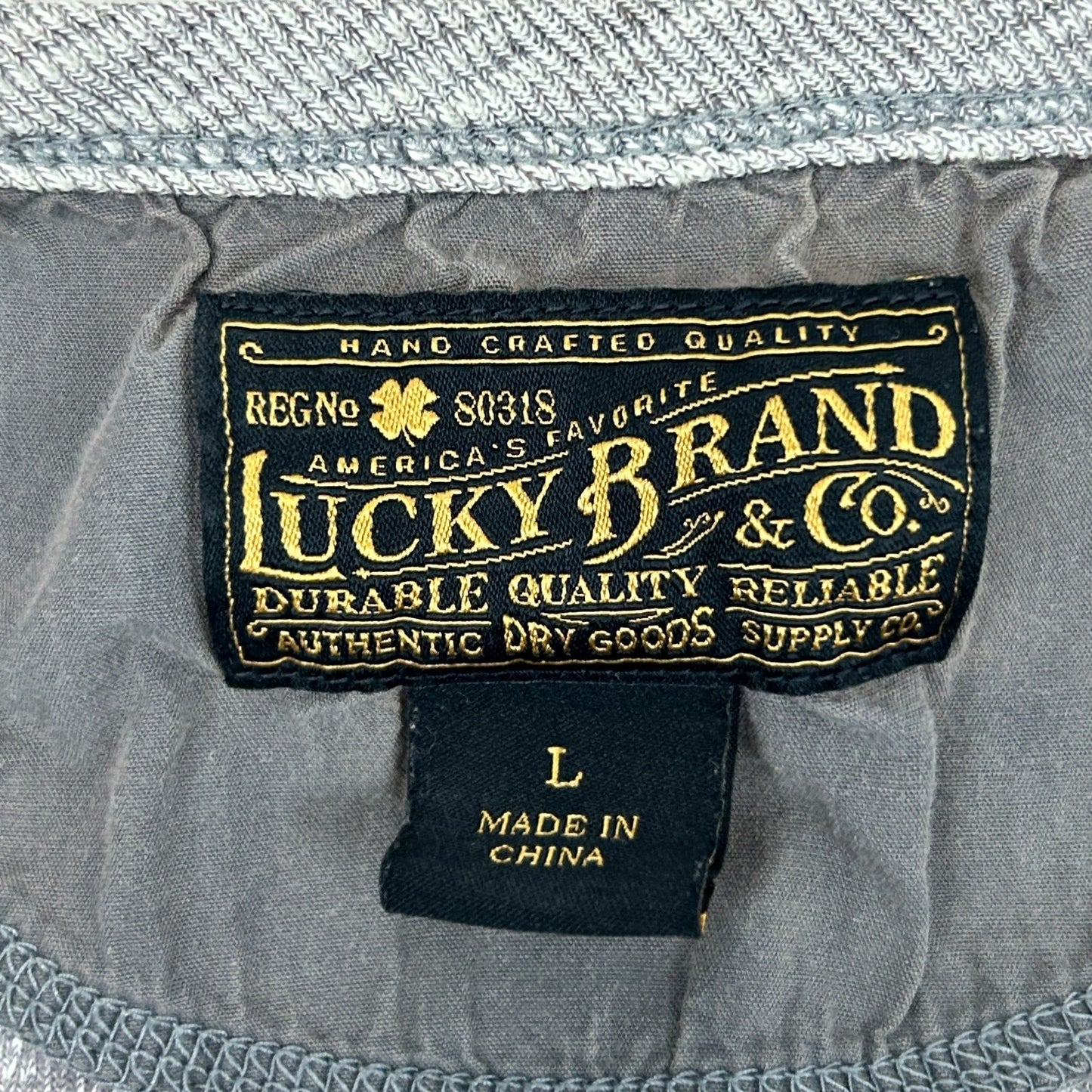 Lucky Brand Henley T Shirt Long Sleeve Gray L Large