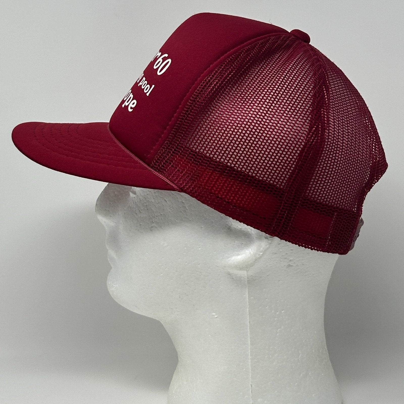 Vintage 80s Sex Over 60 Trucker Hat Baseball Cap 5 Panel Mesh Snapback Red - Neon Vintage
