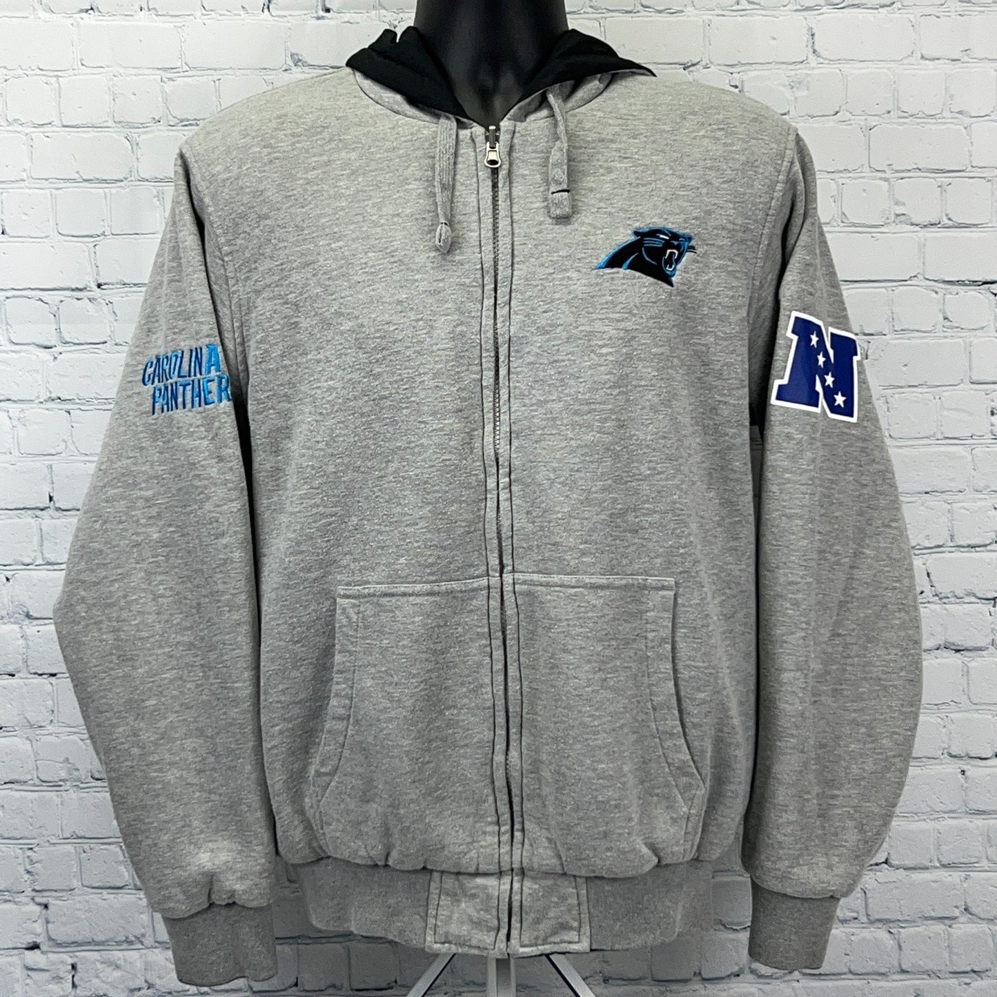 Carolina Panthers Reversible Hoodie Jacket Hooded NFL Black Gray G-III M Medium