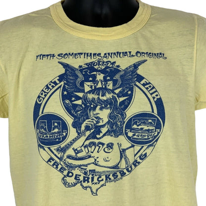 Camiseta de concierto vintage de los años 70 de la banda Uranium Savages, talla mediana, para hombre, de Austin, Texas, amarilla