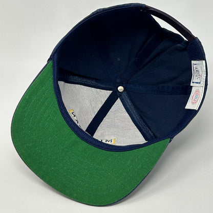 Vintage 90s Michigan Wolverines Cap Baseball Hat Front Row University NCAA Blue - Neon Vintage