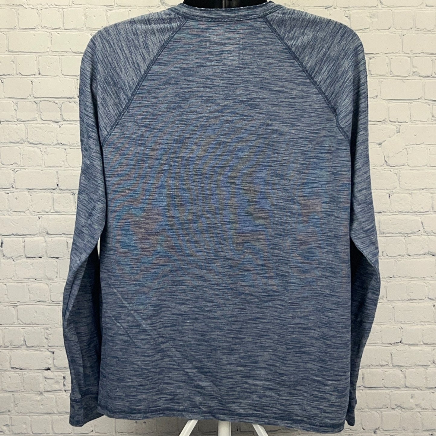 Urban Pipeline Henley T Shirt Mens XL X-Large Blue Space Dye Stripes Long Sleeve