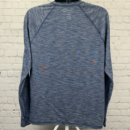 Urban Pipeline Henley T Shirt Mens XL X-Large Blue Space Dye Stripes Long Sleeve