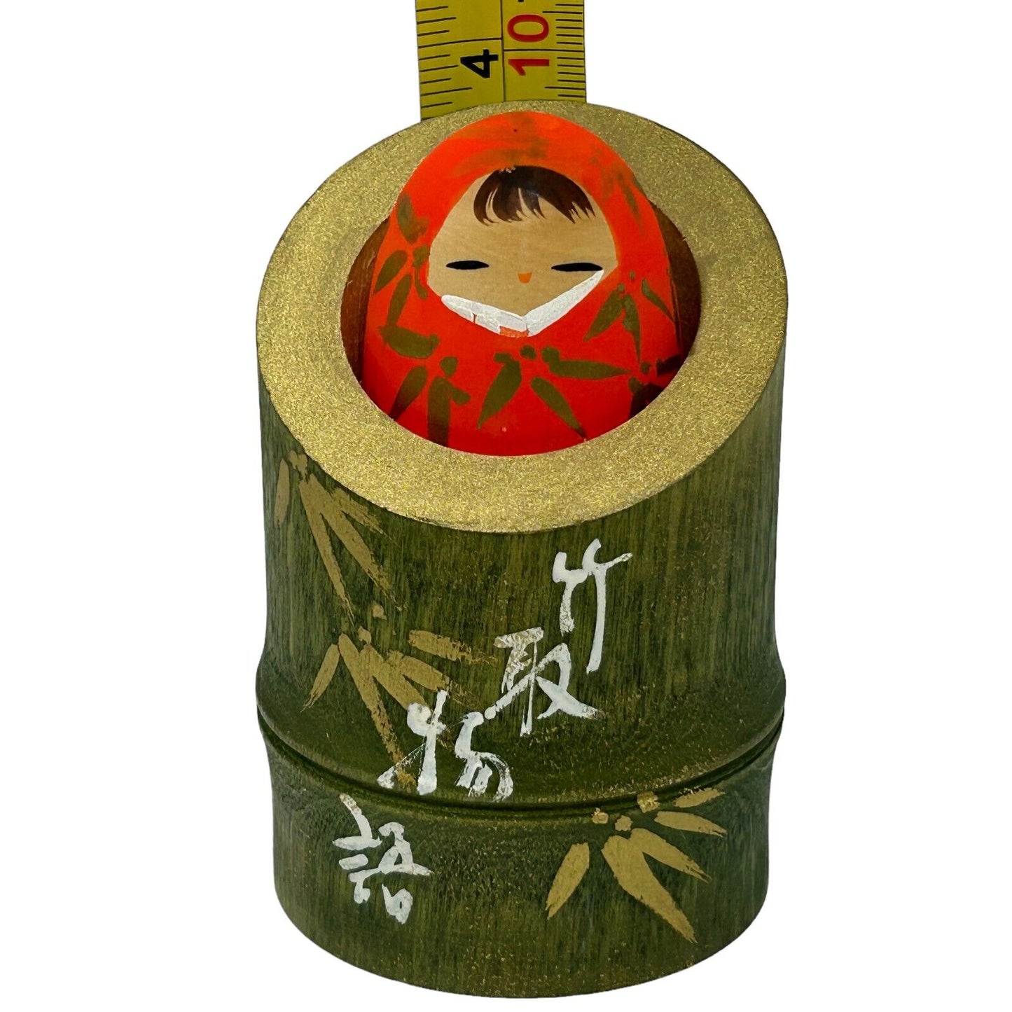 Japanese Wooden Kokeshi Doll Egg Baby Bamboo Handmade Folk Art Stamped Vintage