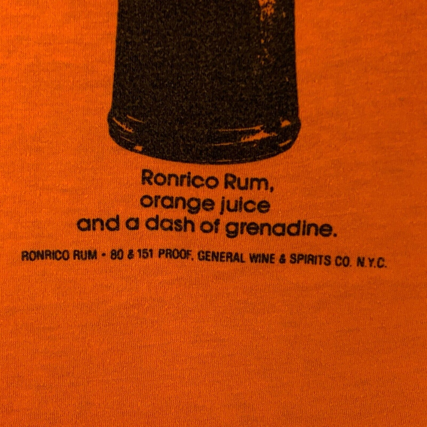 Ronrico Rumkin Rum Vintage 80s T Shirt Small Alcoholic Beverage Mens Orange