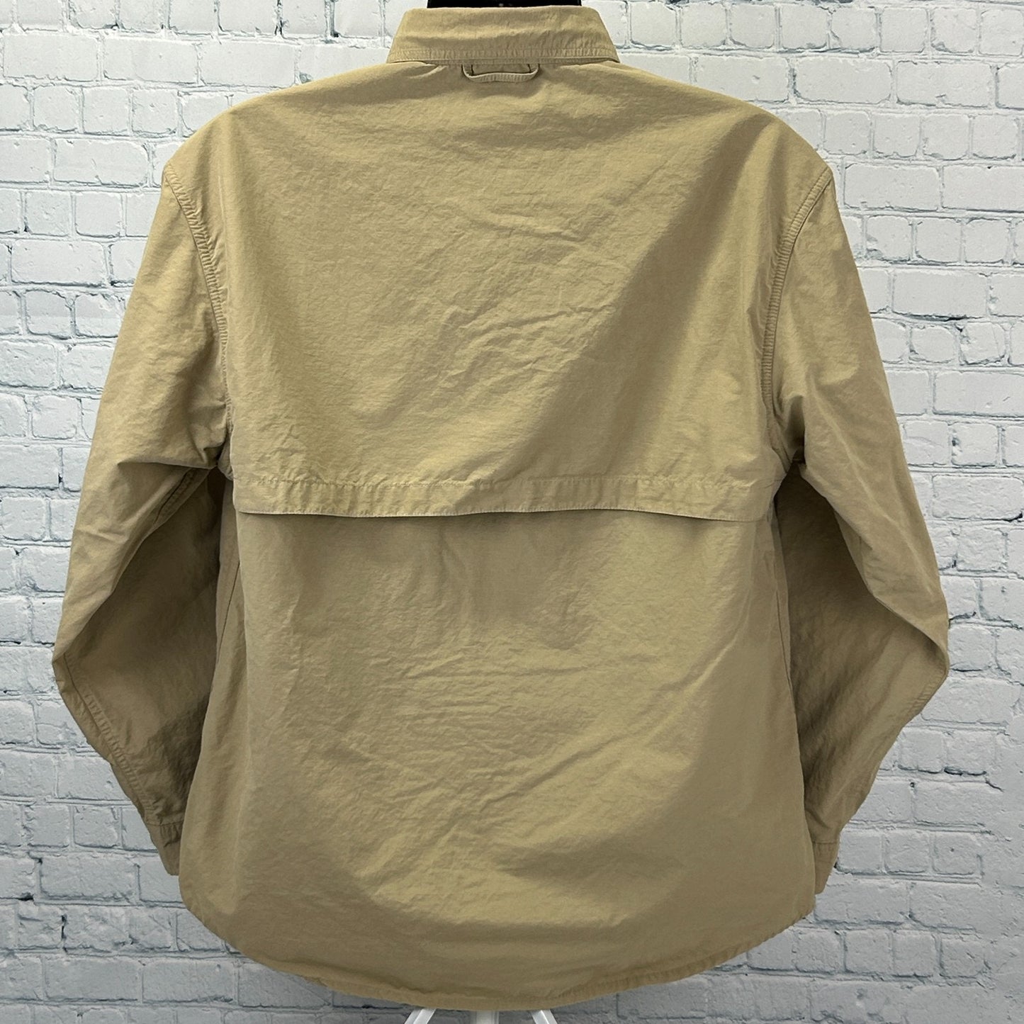 ExOfficio Button Front Shirt Hiking Hiker Fisherman Fishing Vented Beige Medium