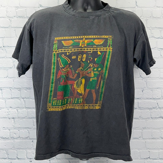Vintage 90s Egyptian Pharaohs T Shirt Egypt Africa Single Stitch Black M Medium