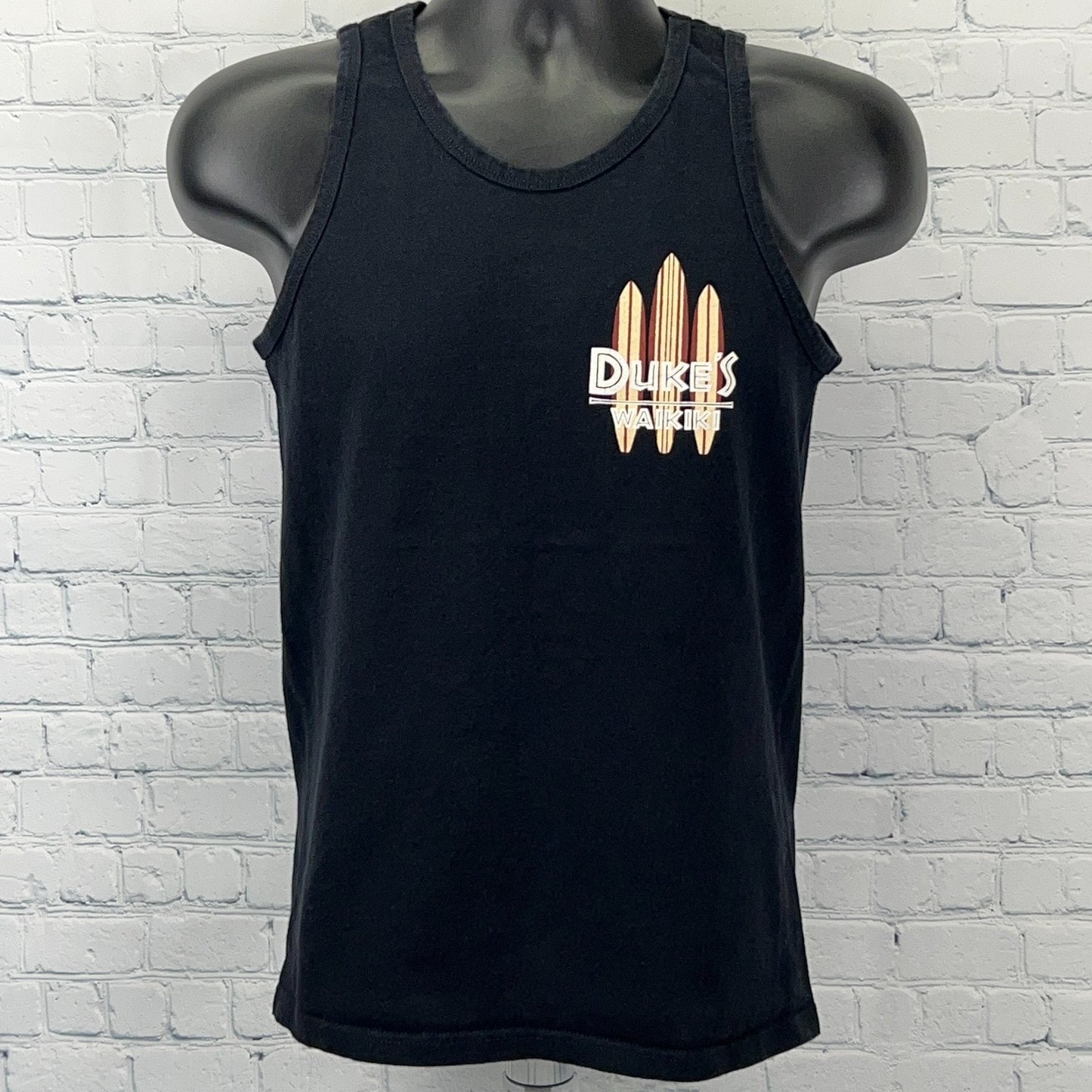 Vintage Y2Ks Dukes Waikiki Hawaii Tank Top Shirt Surfer Surfing Black S Small