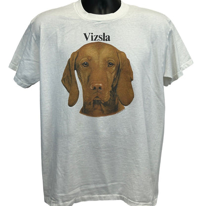 Hungarian Vizsla Dog Breed Vintage 90s T Shirt Large Canine Pointer Mens White