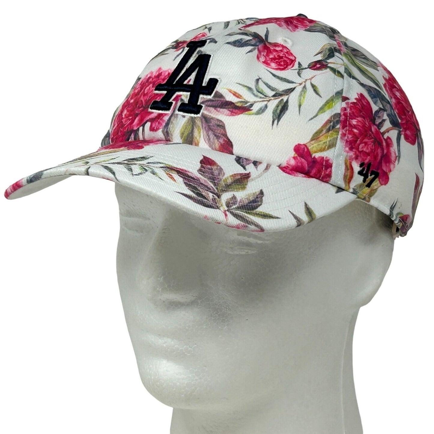 Gorra de béisbol para mujer de Los Angeles LA Dodgers con flores florales 47 Brand MLB blanca