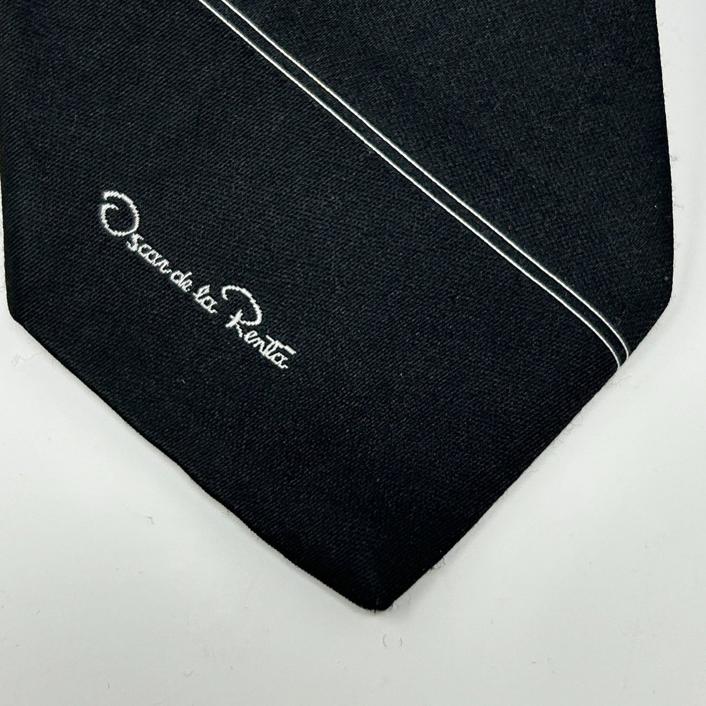 Vintage Oscar de la Renta Necktie Black Striped Tie