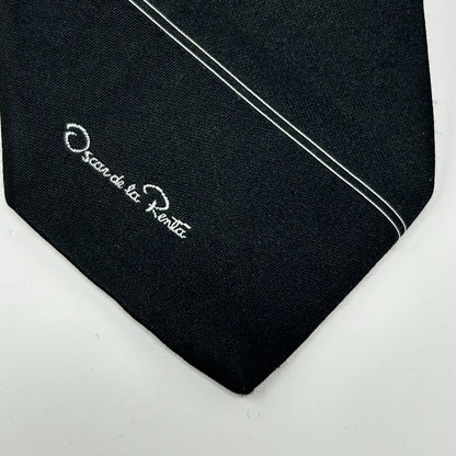 Vintage Oscar de la Renta Necktie Black Striped Tie