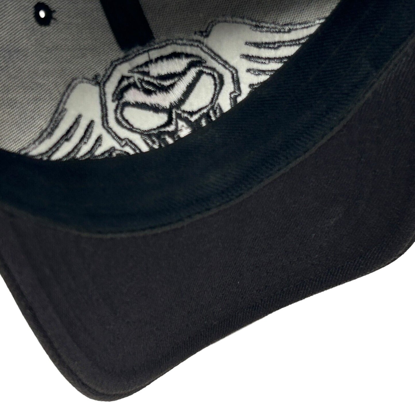 No Fear Flying Skull Hat Skater Black Six Panel Baseball Cap Flex Fitted L/XL
