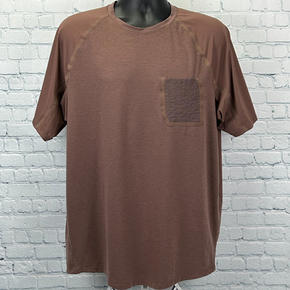 Lululemon Ventilated Hiking T Shirt Short Sleeve Pocket Brown Tee XL X-Large