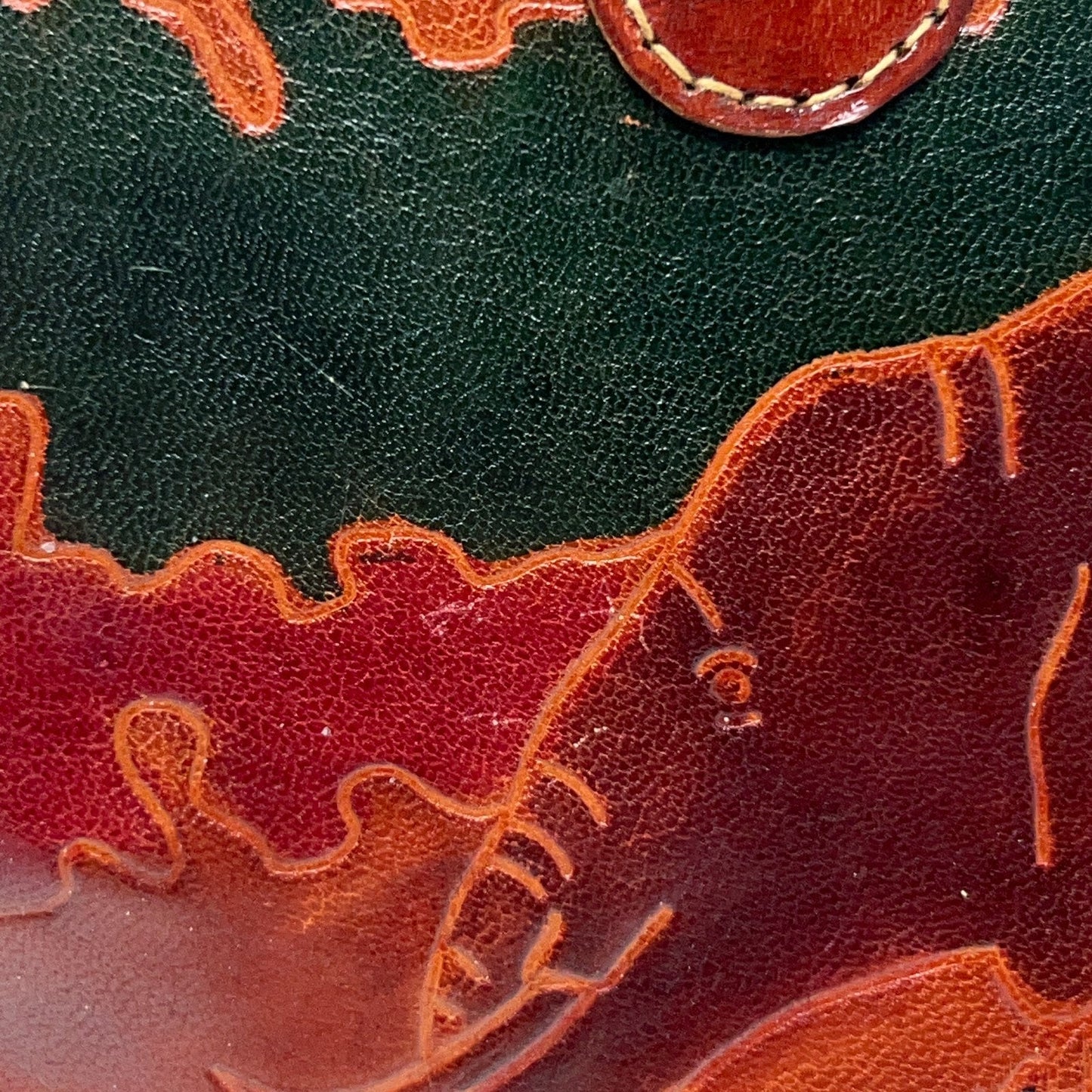 Vintage 90s Tooled Hand Painted Leather Safari Handbag Giraffe Elephant Zebra