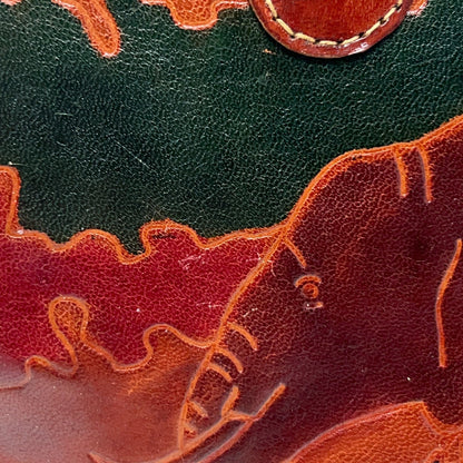Vintage 90s Tooled Hand Painted Leather Safari Handbag Giraffe Elephant Zebra