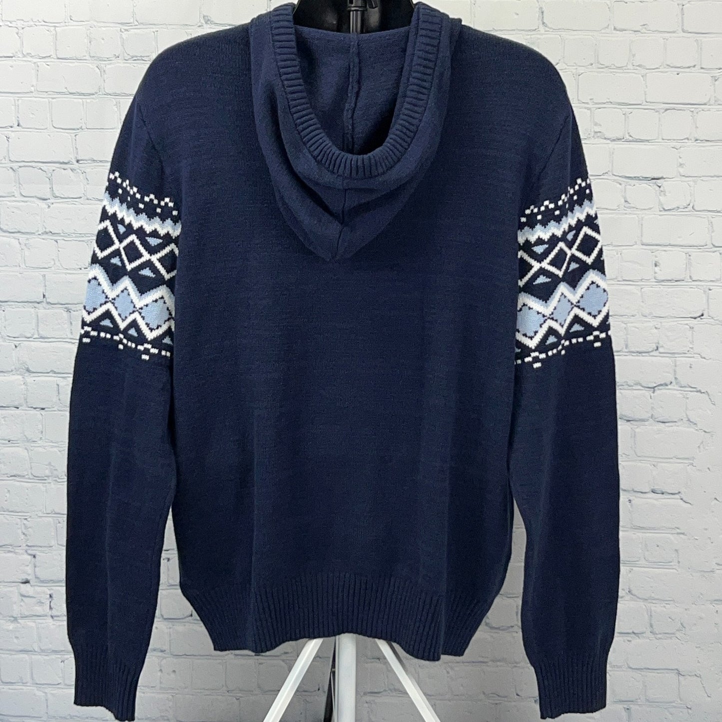 Urban Pipeline Fair Isle Hooded Sweater Hoodie Nordic Navy Blue Mens XL X-Large