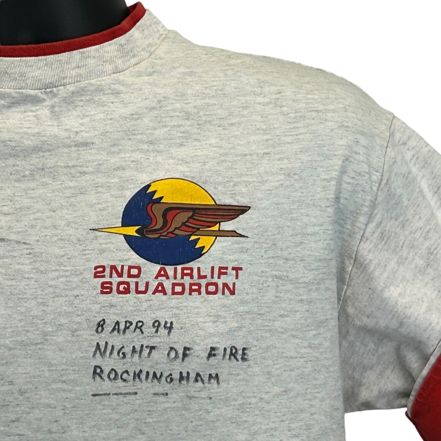 Night of Fire Rockingham Signed Vintage 90s T Shirt 2nd Airlift Squadron Large
