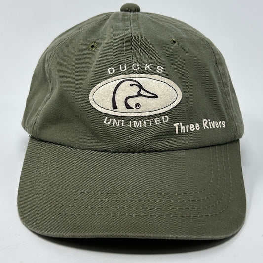 Vintage 90s Ducks Unlimited Three Rivers Dad Hat Baseball Cap Strapback Green