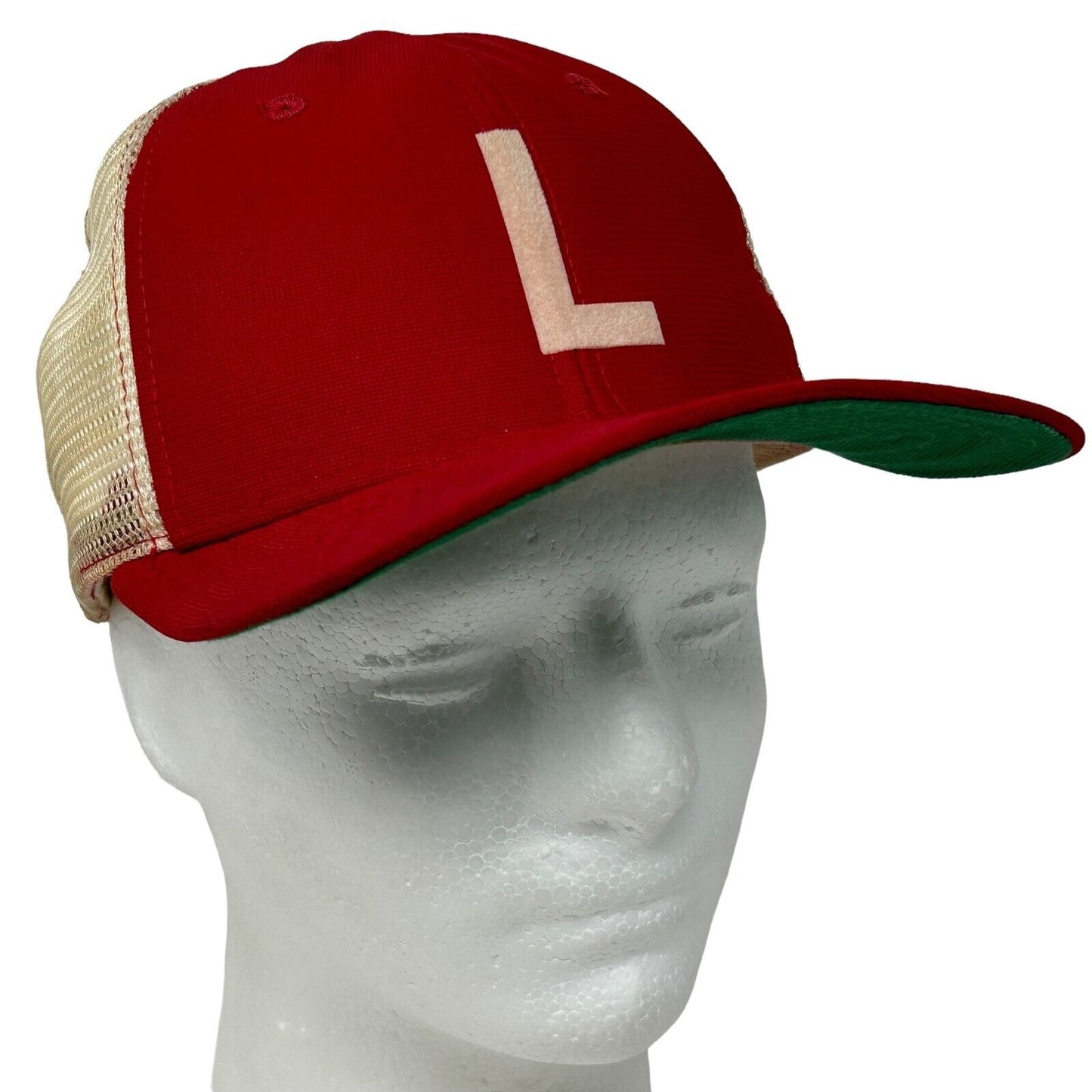 复古 80 年代字母 L 卡车司机帽棒球帽红色 New Era Snapback 六片式美国