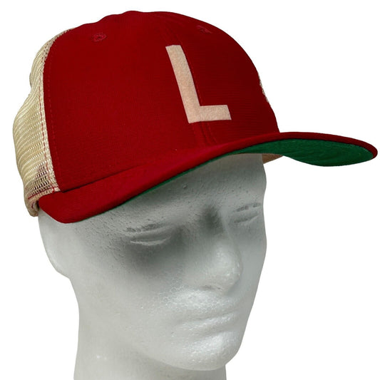 Gorra de béisbol estilo camionero con la letra L de los años 80, estilo vintage, color rojo, New Era, snapback de seis paneles, EE. UU.