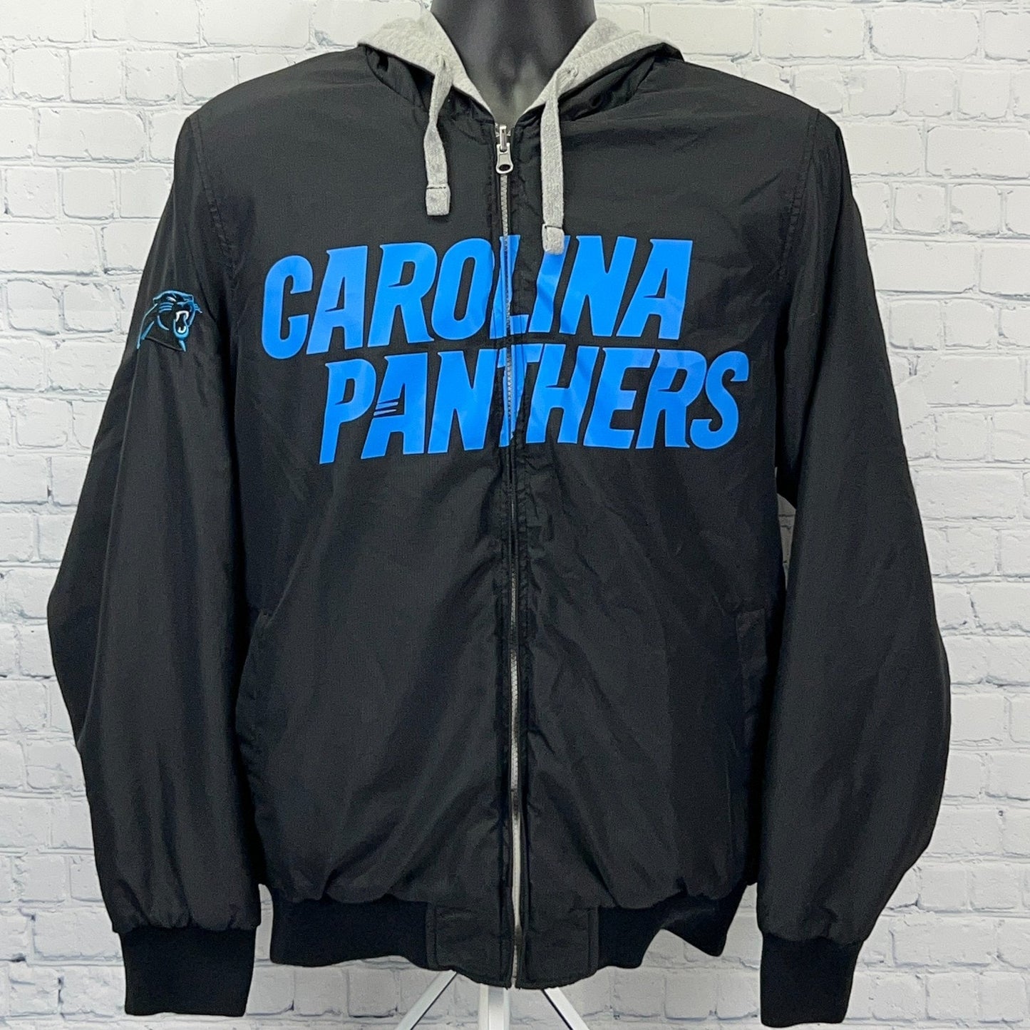 Carolina Panthers Reversible Hoodie Jacket Hooded NFL Black Gray G-III M Medium