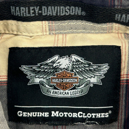 Harley Davidson Motocicletas Botón Frontal Camisa Cuadros Biker Manga Corta XL