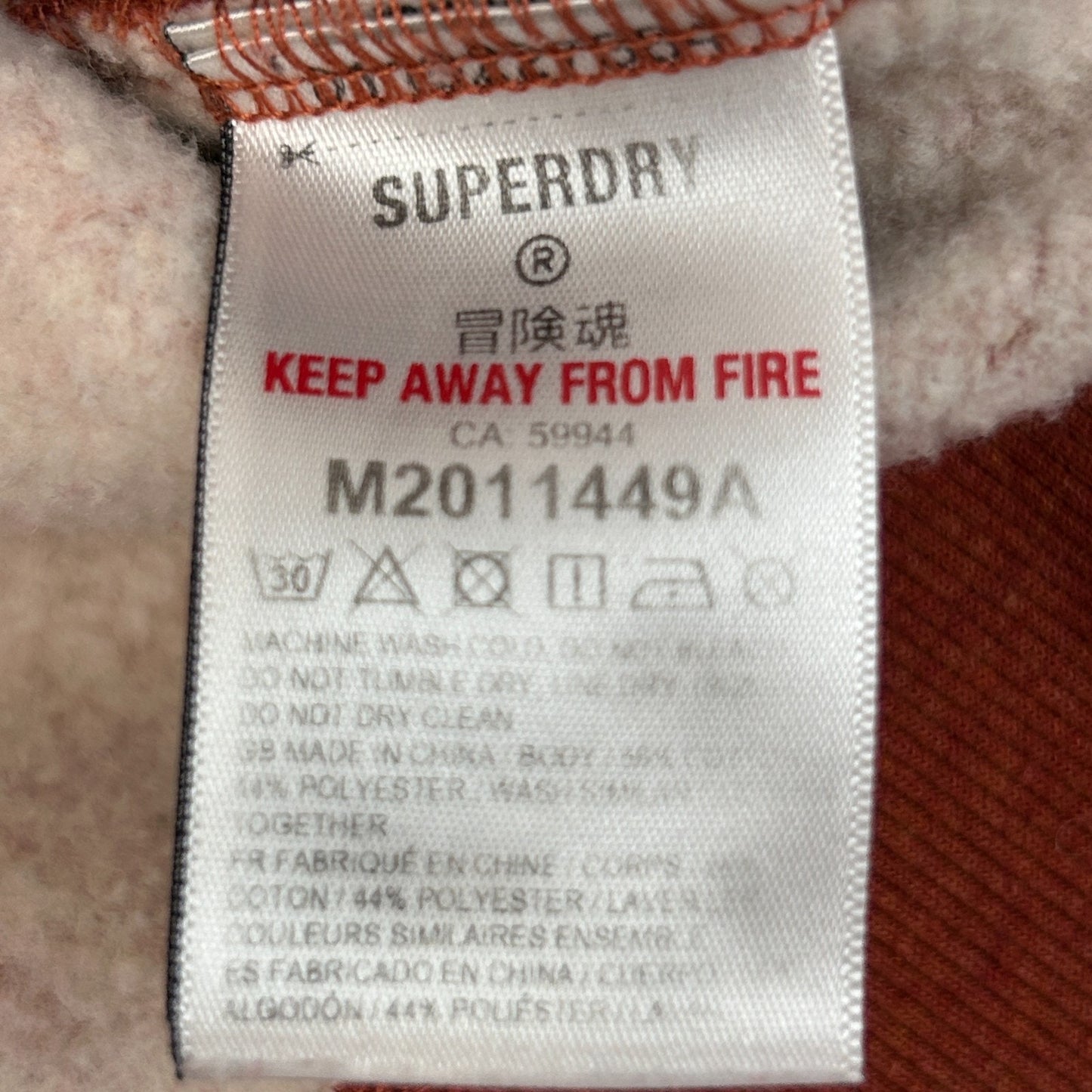 Superdry Hoodie Hooded Sweatshirt Streetwear Logo Full Zip Orange Womens L Large