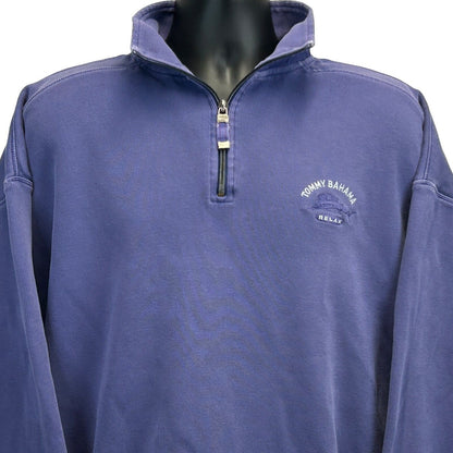 Tommy Bahama Relax 1/4 Quarter Zip Sweater 2XL Long Sleeve Mens Purple