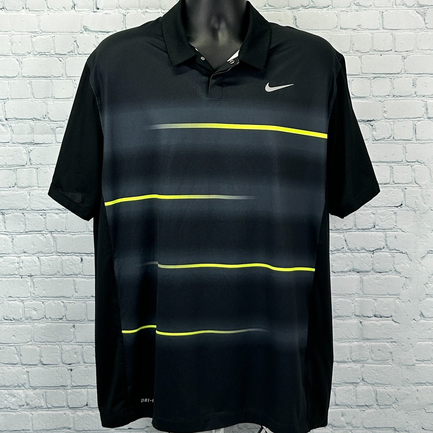 Nike Tiger Woods Collection Vapor Trail Polo Shirt Golf Dri-Fit Black XL X-Large