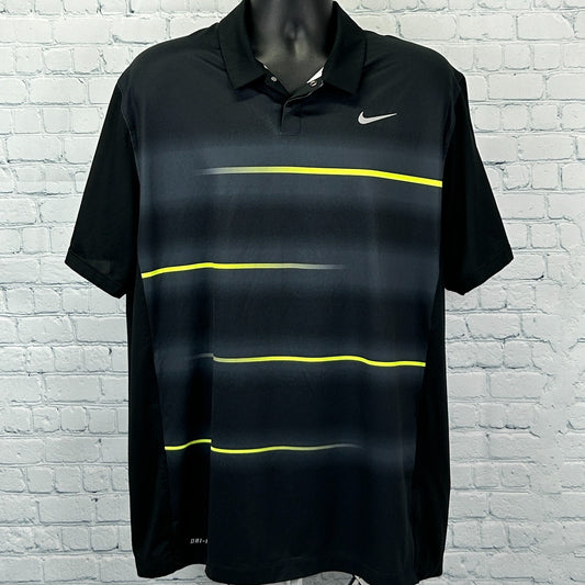 Nike Tiger Woods Collection Vapor Trail Polo Shirt Golf Dri-Fit Black XL X-Large
