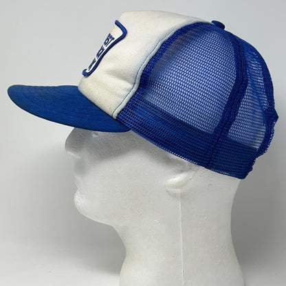 Vintage 80s West America Bank Trucker Hat Baseball Cap Banker Mesh Snapback Blue