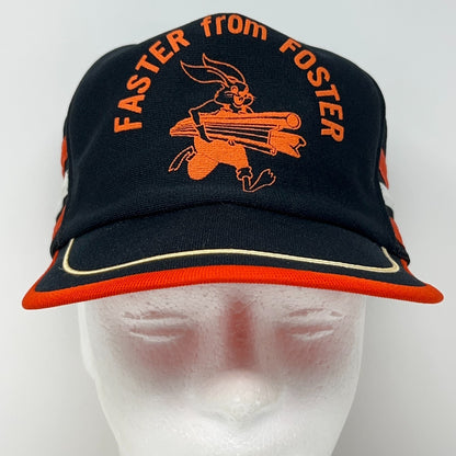 Vintage 80s Faster From LB Foster Trucker Hat Baseball Cap 3 Stripe USA Black